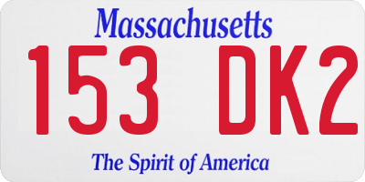 MA license plate 153DK2