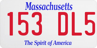 MA license plate 153DL5