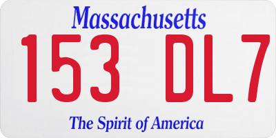 MA license plate 153DL7