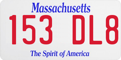 MA license plate 153DL8