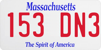MA license plate 153DN3