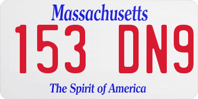 MA license plate 153DN9