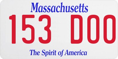 MA license plate 153DO0