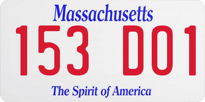 MA license plate 153DO1