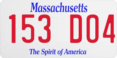 MA license plate 153DO4