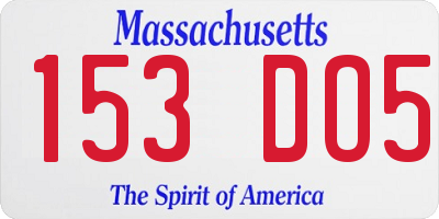 MA license plate 153DO5