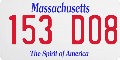 MA license plate 153DO8