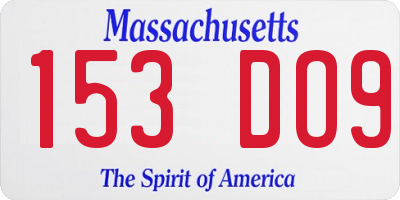 MA license plate 153DO9