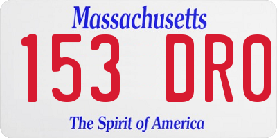 MA license plate 153DR0