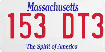MA license plate 153DT3