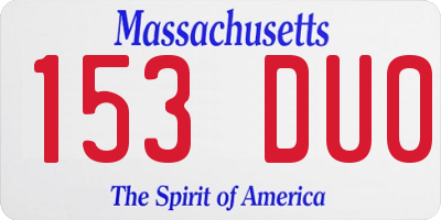 MA license plate 153DU0