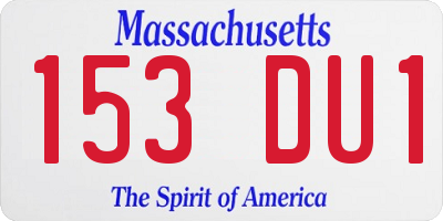 MA license plate 153DU1