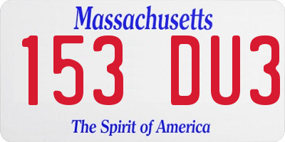 MA license plate 153DU3