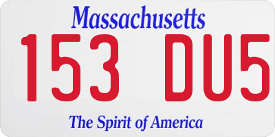 MA license plate 153DU5