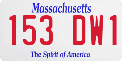 MA license plate 153DW1