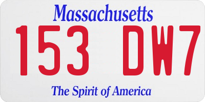MA license plate 153DW7