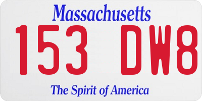 MA license plate 153DW8