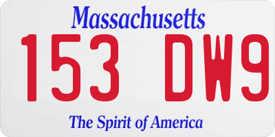 MA license plate 153DW9