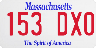 MA license plate 153DX0