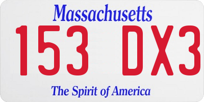 MA license plate 153DX3