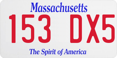 MA license plate 153DX5