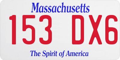 MA license plate 153DX6