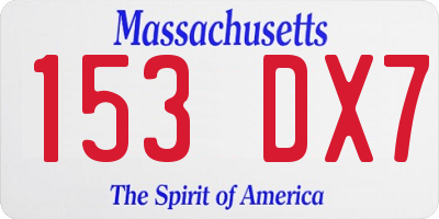 MA license plate 153DX7