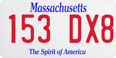 MA license plate 153DX8