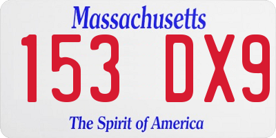 MA license plate 153DX9