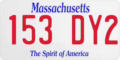 MA license plate 153DY2