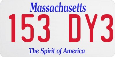 MA license plate 153DY3