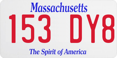 MA license plate 153DY8