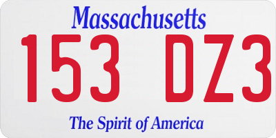 MA license plate 153DZ3