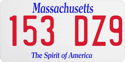 MA license plate 153DZ9