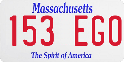 MA license plate 153EG0