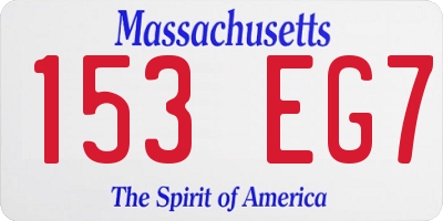 MA license plate 153EG7