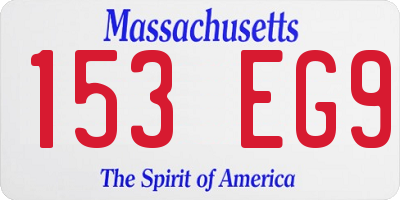 MA license plate 153EG9