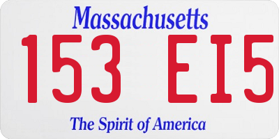 MA license plate 153EI5