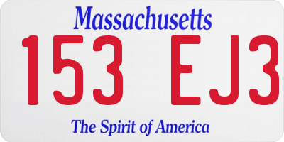MA license plate 153EJ3