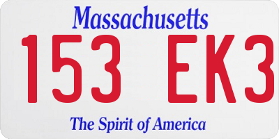 MA license plate 153EK3