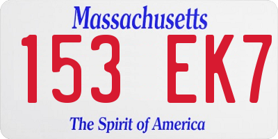MA license plate 153EK7