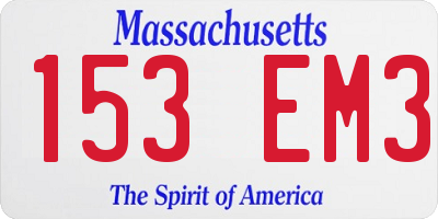 MA license plate 153EM3
