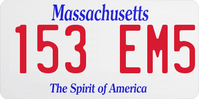 MA license plate 153EM5