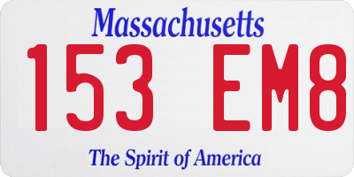 MA license plate 153EM8