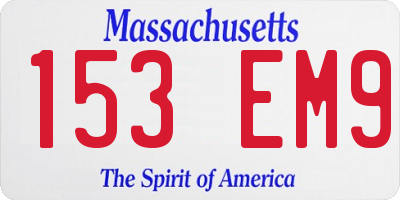 MA license plate 153EM9