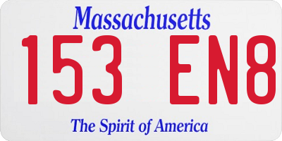 MA license plate 153EN8
