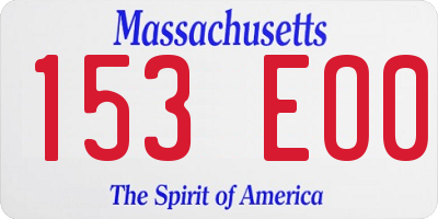 MA license plate 153EO0