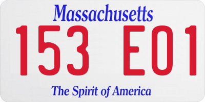 MA license plate 153EO1