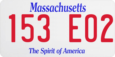 MA license plate 153EO2