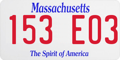 MA license plate 153EO3